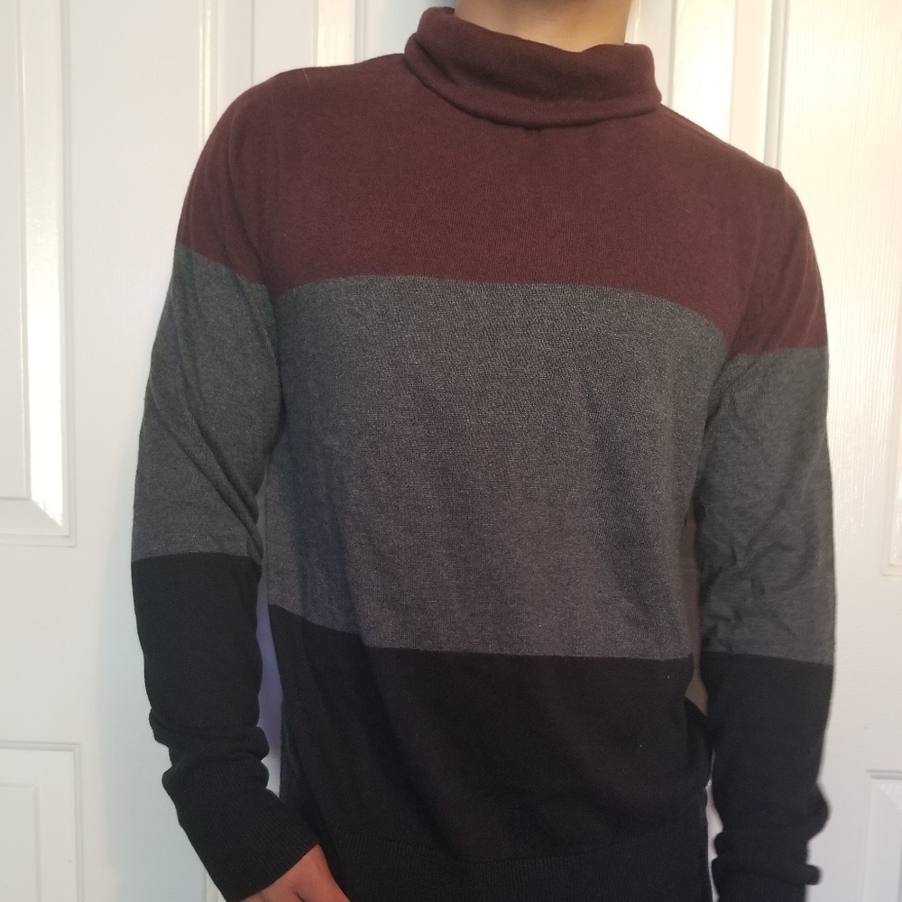 Burgundy black and Grey sweater